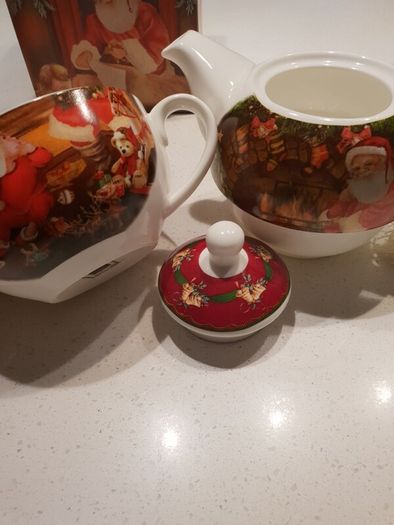 Christmas Theme -Pattern Summer River Tea for 1 Set - Teapot and matching cup.- Brand New -Boxed