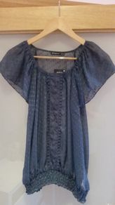 Brand new. Navy See through blouse