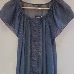 Brand new. Navy See through blouse