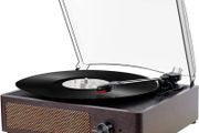 Vinyl Record Player Bluetooth Belt-Driven 3-Speed Turntable, Vintage Retro Record Players Built-in Stereo Speakers
