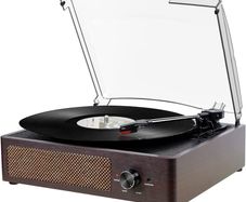 Vinyl Record Player Bluetooth Belt-Driven 3-Speed Turntable, Vintage Retro Record Players Built-in Stereo Speakers