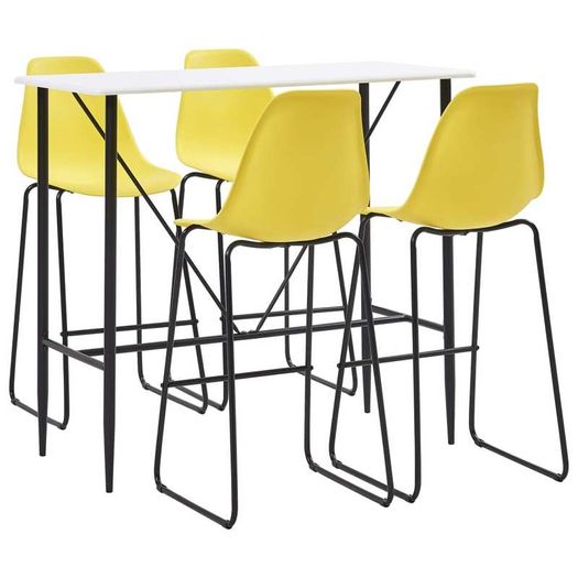 5 Piece Bar Set Plastic Yellow
