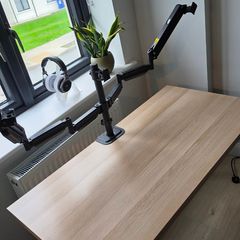 Basic IKEA desk with triple monitor arm