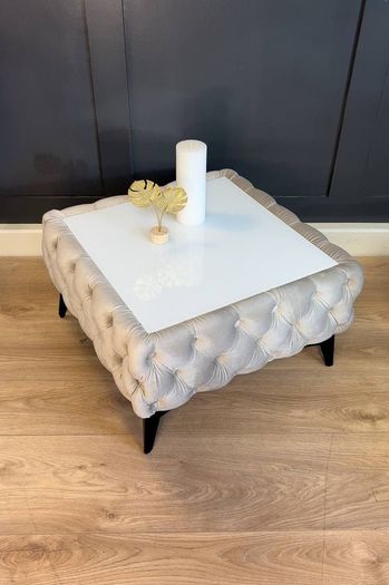 Velvet coffee table with metal legs