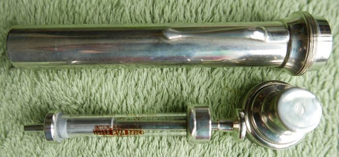 Victorian Syringe Set Vintage Medical Glass Syringe + Metal Box Set Record Hypodermic Antique Old Super Eva Durex Insulin Italy
