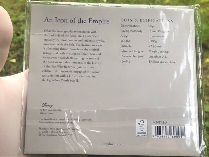 Royal Mint Limited Edition 2024 BU Star Wars 50p In Sealed Folder.