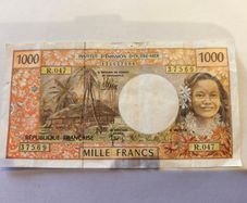 Banknote 1000 Francs Tahiti Polynesia Caledonia French Overseas Territories