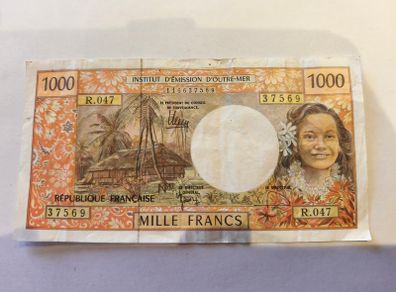 Banknote 1000 Francs Tahiti Polynesia Caledonia French Overseas Territories