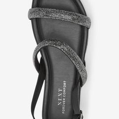 Black Strappy Flat Sandals BNWT Size 5