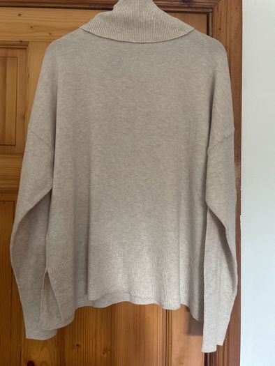 Beige cowl neck jumper plus size