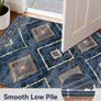 Machine Washable Rugs Living Room 120x180 cm, Kitchen Rugs Non Slip Washable, Soft Short Pile Vintage Blue Rugs for Bedroom, Moroccan Rug for Hallway, Diningroom, Blue Image 3
