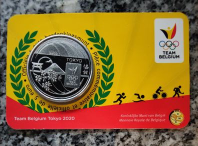 Belgium 5 Euro Base Metals Brilliant Uncirculated Coin 2020 - Team Belgium (Relief) - Belgian Coin-card Catalogue