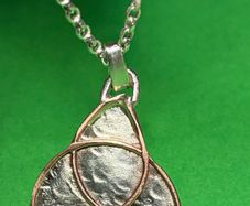 Handmade sterling silver and copper Celtic trinity pendant on 18 or 20 inch chain necklace