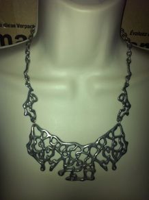 Chunky Ornament Silver Plated Pewter Necklace - Ottomon Folklore Turkish Decorative Art