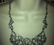 Chunky Ornament Silver Plated Pewter Necklace - Ottomon Folklore Turkish Decorative Art