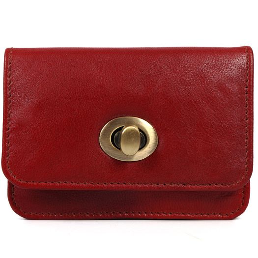 Premium Genuine Leather Wallet for Women Stylish Red Clutch Wallet with Button Closure