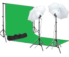 Background Support & 3m x 6m Green Screen Studio Light Kit