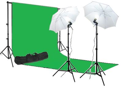 Background Support & 3m x 6m Green Screen Studio Light Kit