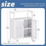 Bathroom Floor Storage Cabinet, Freestanding Bamboo Side Storage Organizer with Double Doors and Open Shelves, Space Saving Small Kitchen Cupboard, White Image 2