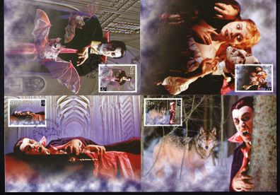 1997 Ireland Dracula Commemorative Stamps Maximum Cards First Day of Issue Cancel with matching stamp.