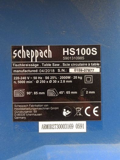 Scheppach HS100S Table Saw (2000W)