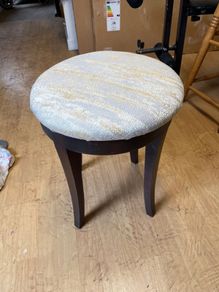 Round Upholstered Dressing Table  Vanity Stool Dark Wood