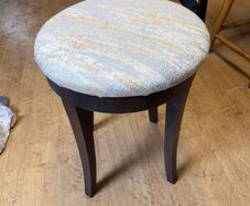Round Upholstered Dressing Table  Vanity Stool Dark Wood
