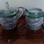 Vintage Japanese Geisha Moriage Lithophane  Coffee Set Image 3