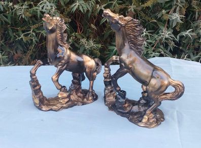 Two Polystone Decorative Horses