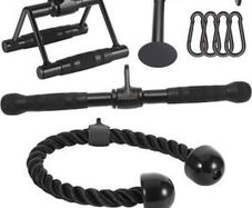 Quality Cable Attachments for Home Gym, LAT Pulldown Equipment, Weight Machine Accessories, Straight Pull Down Bar, V Bar, Tricep Rope