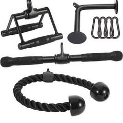 Quality Cable Attachments for Home Gym, LAT Pulldown Equipment, Weight Machine Accessories, Straight Pull Down Bar, V Bar, Tricep Rope
