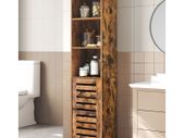 Bathroom Cabinet, Tall Cabinet, Bathroom Cabinet, 3 Open Compartments, 2 Adjustable Shelves Behind the Door, Storage Cabinet, for Bathroom, Hallway, Kitchen, Living Room, Vintage Brown