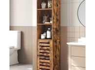 main image for ad Bathroom Cabinet, Tall Cabinet, Bathroom Cabinet, 3 Open Compartments, 2 Adjustable Shelves Behind the Door, Storage Cabinet, for Bathroom, Hallway, Kitchen, Living Room, Vintage Brown