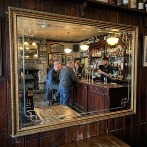 Old etched mirror...simple frame but good size