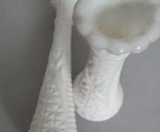 Pair of White Glass Vases