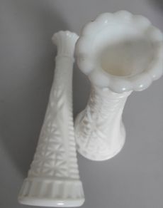 Pair of White Glass Vases