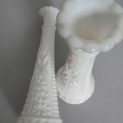 Pair of White Glass Vases