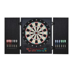 Electronic Dartboard Set, 27 Games Modes and 202 Variations, LED & 12 Soft Tip Darts and Cabinet to Storage, Ready-to-Play Multi-Game Option Darts Machine