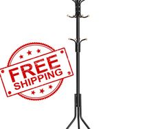 NEW SALE | Metal Coat Rack, Clothes Stand, Hat Handbag Hanger, 182 cm Tall Hall Tree, Black