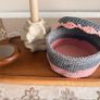 Handmade Crochet Storage Basket with Wooden Lid Image 3