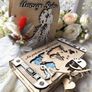 Unique Wooden Wedding Gift Set Personalised Card and Money Box Handmade Image 9