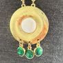 Gold tone necklace with malachite and shell Image 3