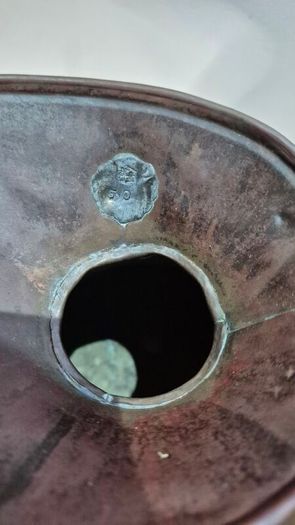 Antique 19th C. Copper 1-Gallon Haystack Jug  Official VR Lead Stamp