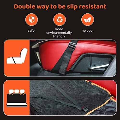 Dog Hammock for Car Back Seats with Side Protection and Mesh Visual Window, Durable Scratch Proof and Waterproof Pet Seat Cover for Cars/Trucks/SUV, 135 x 148 cm, Black&Orange