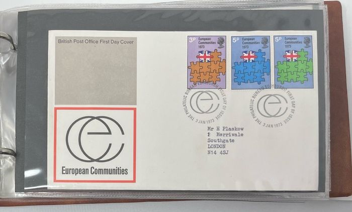 Collection of 38 Stamp First Day Covers, 1872-75 housed in Royal Mail small album with good range and including definitive values plus regionals. 38 images of contents