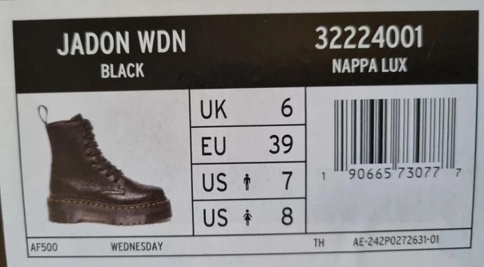Dr. Martens Jadon Wednesday Boots New Limited Edition Women's UK 6