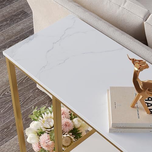 Console Table Small Gold Entryway Tables with Storage Shelves 80cm