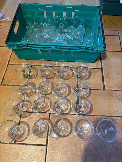 wedding glass bundle, small mixed and 17 champagne coups