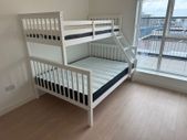 triple bunk bed with memory foam mattresses on sale