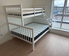 triple bunk bed with memory foam mattresses on sale